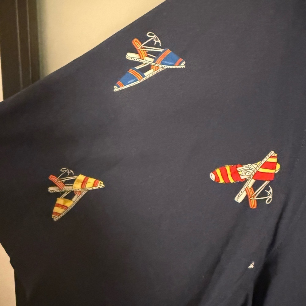 Polo Ralph Lauren Navy Camp Shirt with Colorful Espadrille AOP Print - Picture 3 of 4